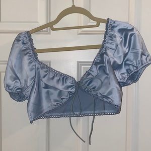Satin tie crop top
